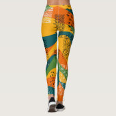Mode Patchwork: Golvende Abstracte kunst Leggings (Achterkant)