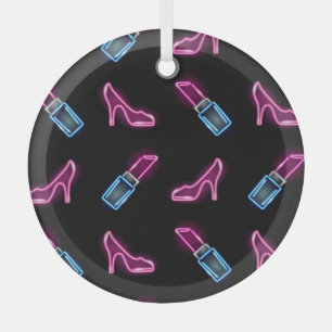Mode Patroon met Neon Iconen. Glas Ornament