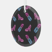 Mode Patroon met Neon Iconen. Glas Ornament (Voorkant links)