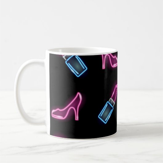 Mode Patroon met Neon Iconen. Koffiemok (Links)