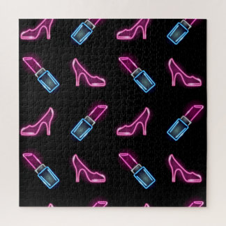 Mode Patroon met Neon Iconen. Legpuzzel