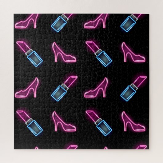 Mode Patroon met Neon Iconen. Legpuzzel (Verticaal)