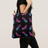Mode Patroon met Neon Iconen. Tote Bag (Dichtbij)