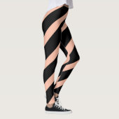 Mode Peach en Zwarte Diagonale Strepen Leggings (Rechts)