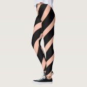 Mode Peach en Zwarte Diagonale Strepen Leggings (Links)