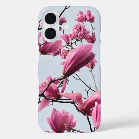 Mode Pink Magnolia Blossom Hanami Blue Case-Mate iPhone Case (Achterkant)