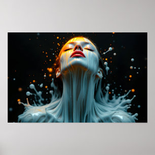 Mode portret van vrouw in fijn-kunst stijl poster