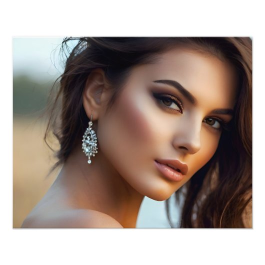 Mode portret van vrouwenkunst foto afdruk (Voorkant)