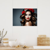 Mode portret van vrouwenkunst poster (Keuken)
