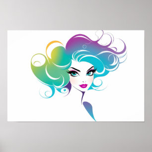 Mode portret van vrouwenkunst poster