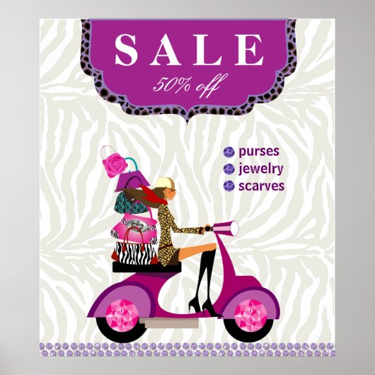 Mode Poster Verkoop - Handtas Jewelry Paars (Voorkant)