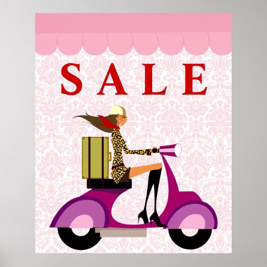 Mode Poster Verkoop scooter Woman Roze (Voorkant)