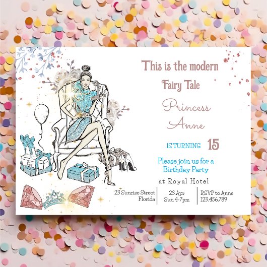 Mode prinses Royal verjaardagsuitnodiging Feestdagenkaart