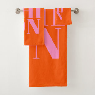 Mode print Oranje en roze preppy modern decor Bad Handdoek