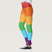 Mode regenboogkleurblokkeerstrips leggings (Links)