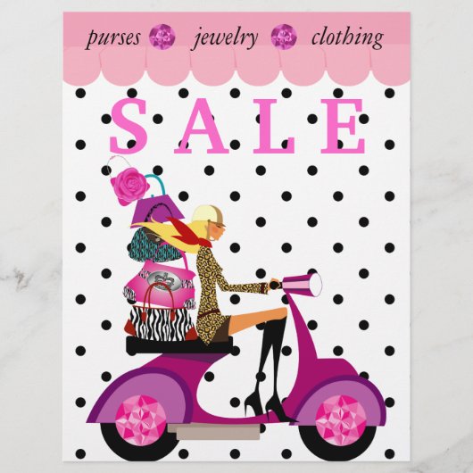 Mode Retro Scooter Woman Purse Handbag Stippen Flyer (Voorkant)