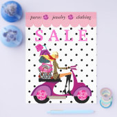 Mode Retro Scooter Woman Purse Handbag Stippen Flyer (Enkel)