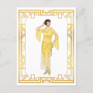 Mode Roaring 20s Flapper Evening Gown Briefkaart