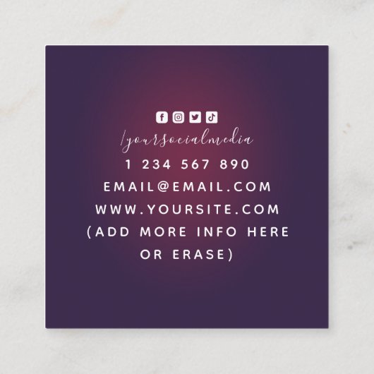 Mode Roos Gold Mannequin Burgundy Seamstress Vierkante Visitekaartje (Achterkant)