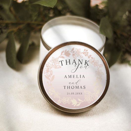 Mode Rose Gold Wreath Wedding Favor Ronde Sticker