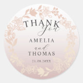 Mode Rose Gold Wreath Wedding Favor Ronde Sticker (Voorkant)