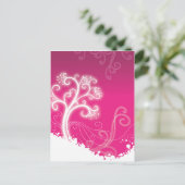 Mode roze boomgriep met juffiele retro Floral Briefkaart (Staand voorkant)