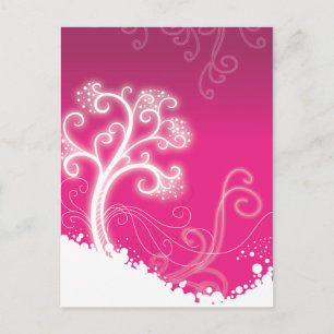 Mode roze boomgriep met juffiele retro Floral Briefkaart