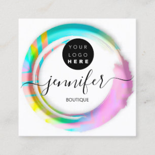 Mode Roze Floral Boutique Logo gekleurd Vierkante Visitekaartje
