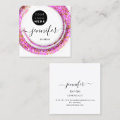 Mode Roze Floral Boutique Logo Gold Vierkante Visitekaartje (Voorkant / Achterkant)