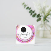 Mode Roze Floral Boutique Logo Gold Vierkante Visitekaartje (Staand voorkant)