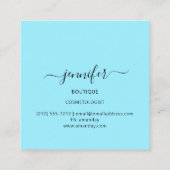 Mode Roze Floral Boutique Logo Pastel Blauw Vierkante Visitekaartje (Achterkant)