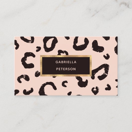 Mode Roze Leopard Goud Lijst Visitekaartje (Voorkant)