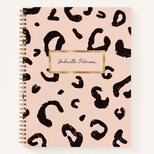 Mode Roze Luipaard Patroon & Goud Lijst Notitieboek (Voorkant)