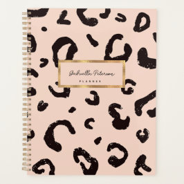 Mode Roze Luipaard Patroon & Script Naam Planner