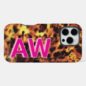 Mode Roze Monogram Schildpadmotief iPhone Hoesje (Achterkant horizontaal)