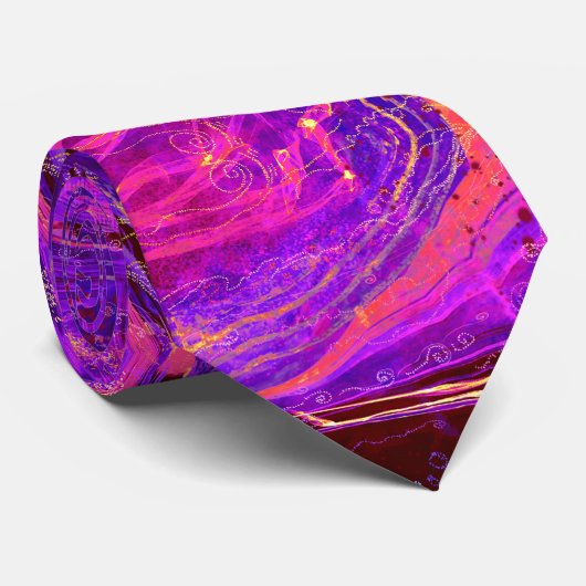 Mode Roze Paarse Rode Swirl Marmer Stropdas (Opgerold)