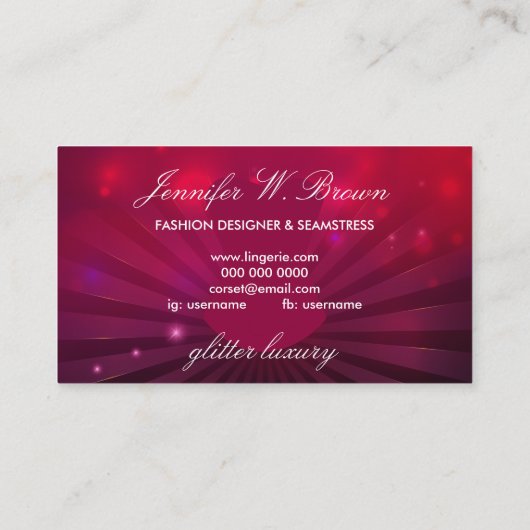Mode roze rode lux corset lingerie visitekaartje (Achterkant)