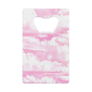 Mode roze wolken achtergrond creditkaart flessenopener