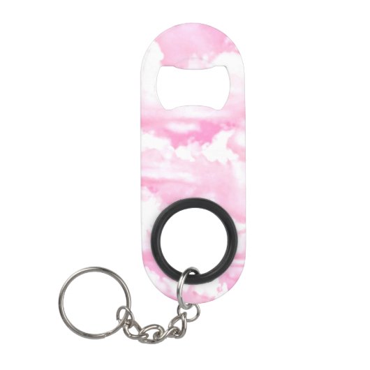 Mode roze wolken achtergrond sleutelhanger flessenopener (Voorkant)