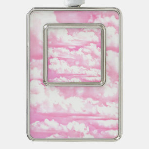 Mode roze wolken achtergrond verzilverd omlijst ornament