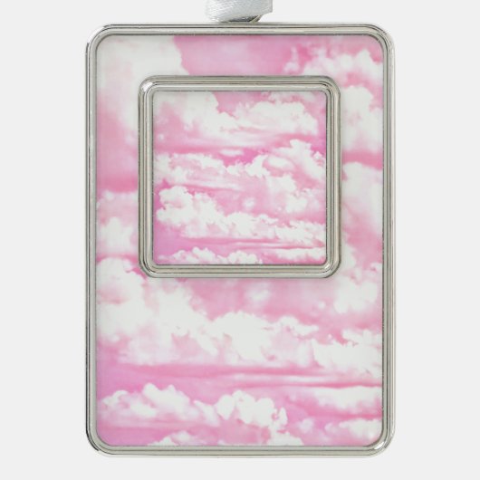Mode roze wolken achtergrond verzilverd omlijst ornament (Voorkant)