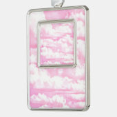 Mode roze wolken achtergrond verzilverd omlijst ornament (Links)