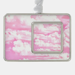 Mode roze wolken achtergrond verzilverd omlijst ornament