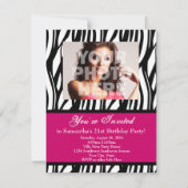 Mode Roze Zebra Custom Party Uitnodigingen (Voorkant)