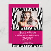 Mode Roze Zebra Custom Party Uitnodigingen (Voorkant / Achterkant)
