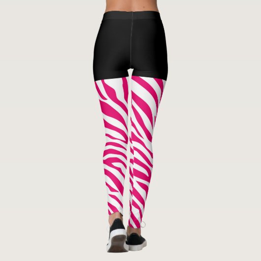 Mode Roze Zebra Stripes Decor Leggings (Achterkant)