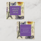 Mode Salon SPA Franse eiffeltoren Parijs Square Vierkante Visitekaartje (Voorkant / Achterkant)