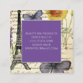 Mode Salon SPA Franse eiffeltoren Parijs Square Vierkante Visitekaartje (Achterkant)