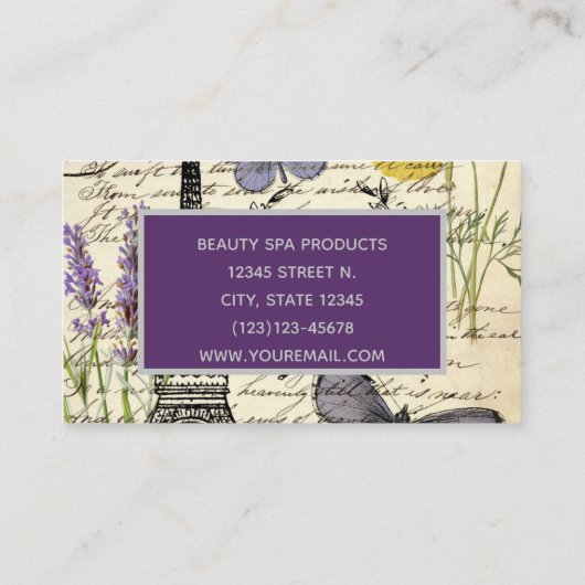 Mode Salon SPA Franse eiffeltoren Parijs Visitekaartje (Achterkant)