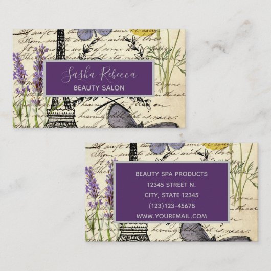 Mode Salon SPA Franse eiffeltoren Parijs Visitekaartje (Voorkant / Achterkant)